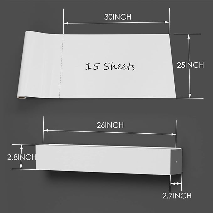 Static Cling Dry Erase Sheets, Removable Reusable Large Whiteboard Poster Paper for Wall, Portable White Board Wallpaper 25x30-15 Sheets with Acrylic Box