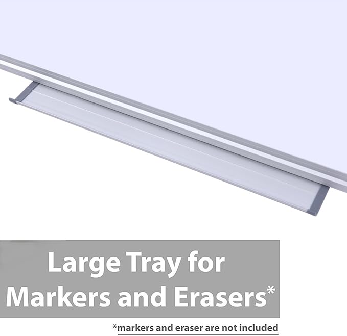 Large 60 x 40-in Magnetic Dry Erase Board with Pen Tray| Wall-Mounted Aluminum Message Presentation Memo White Board for Office Home and School