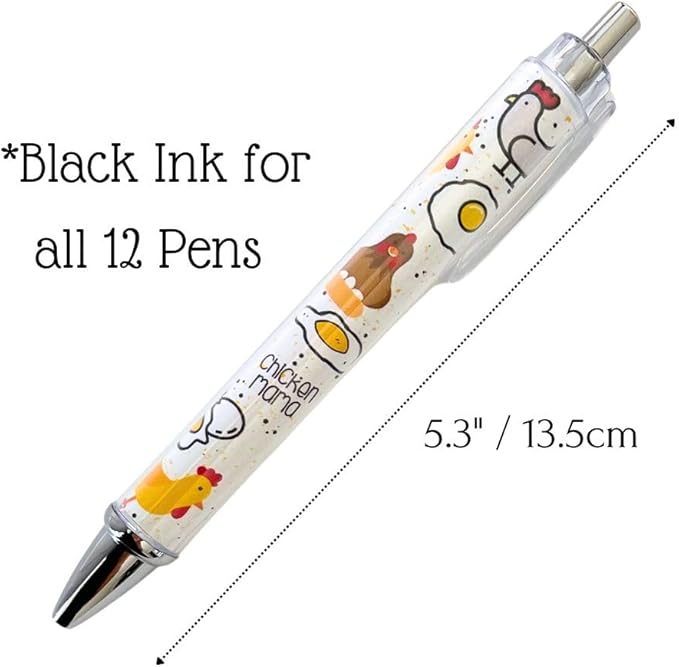 10PC Chicken Writing Pens Rooster Hay Chickens Lovers Ballpoint Lady Pen Office Supplies Pencils Bird Turkey Duck Roosters for Women Men Fun Themed Gag Gifts Gift Accessories Desk Decor Novelty