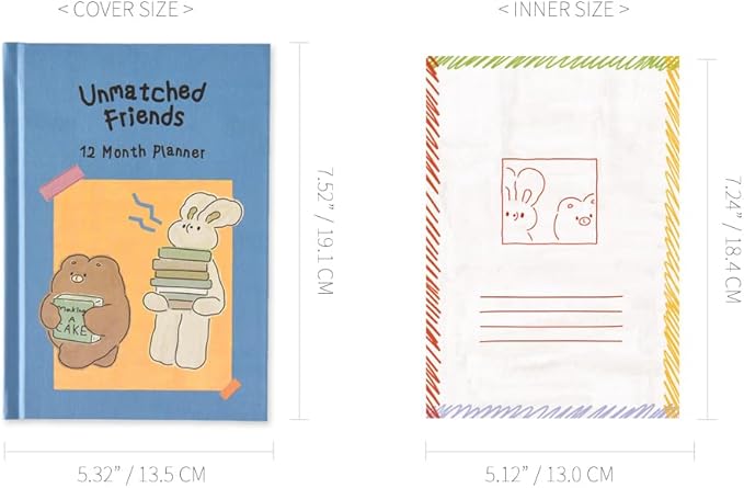 Monolike Hardcover Unmatched Friends Diary, 04. Blue - Academic Planner Weekly & Monthly Planner