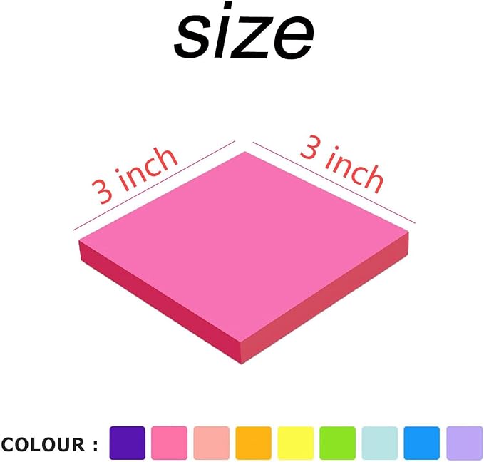 Sticky Notes, 18 Pads, 3 x 3 inches, Multi-Color, Self-Stick Pads, 56 Sheets/Pad, School Supplies and Office Products(A-18 Pads)
