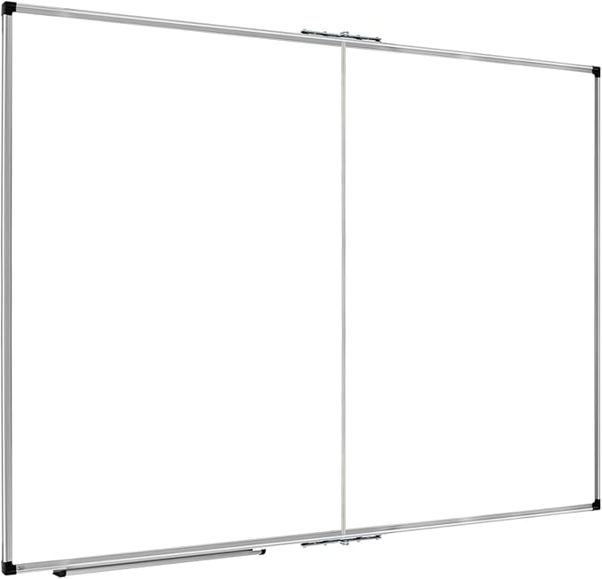 XBoard Dry Erase Board 60 x 48 Inch | Foldable Magnetic White Board for Wall with Marker Tray 5' x 4' | Aluminum Frame Folding Message Presentation Board