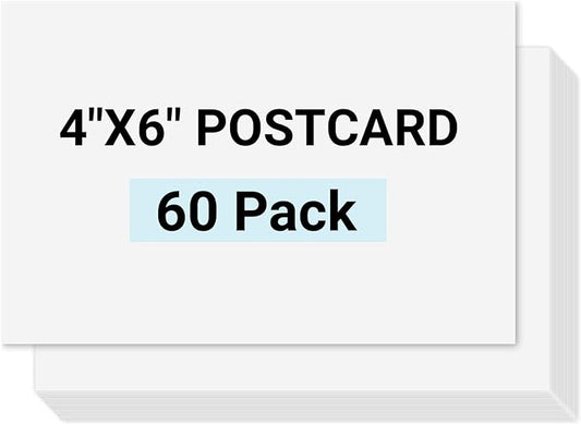 MaxGear Postcards for Mailing, 4" x 6" Cardstock Paper Postcard Paper, Blank Postcard Christmas Card, 300 GSM Thank You Postcards Printable Post Cards, 60 Pack White Blank Post Cards Bulk