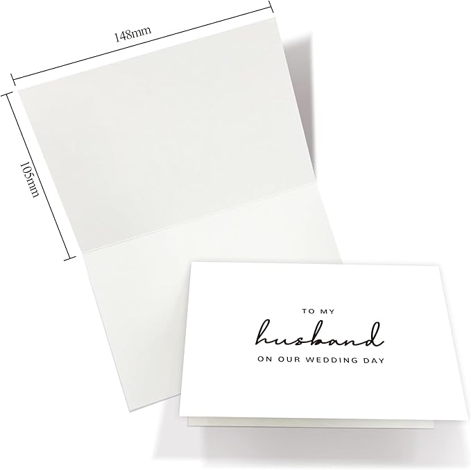 Set of 2 Wedding Cards for Husband and Wife with Matching Envelopes, To My Husband on our Wedding Day Card, To My Wife on our Wedding Day Card. (Husband/Wife B)