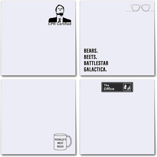 Funny Sticky Notes Cute 4 Pads, Office Sticky Note Pads, CPR Certified, World's Best Boss, Cute Sticky Notes Office Desk Gifts, Self-Stick Note Pads Bulk, Set of 4