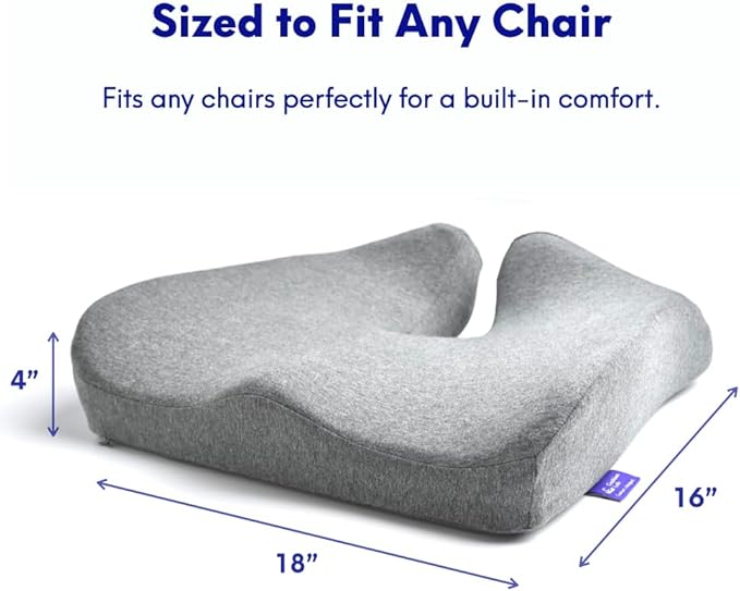 Cushion Lab Patented Pressure Relief Seat Cushion for Long Sitting Hours on Office/Home Chair, Car, Wheelchair - Extra-Dense Memory Foam for Hip, Tailbone, Coccyx, Sciatica - Wellness Green