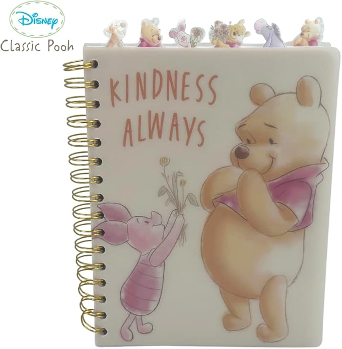 Innovative Designs Disney Winnie the Pooh Tab Journal Notebook, Spiral Bound, 144 Lined Pages, 8 x 7 inches