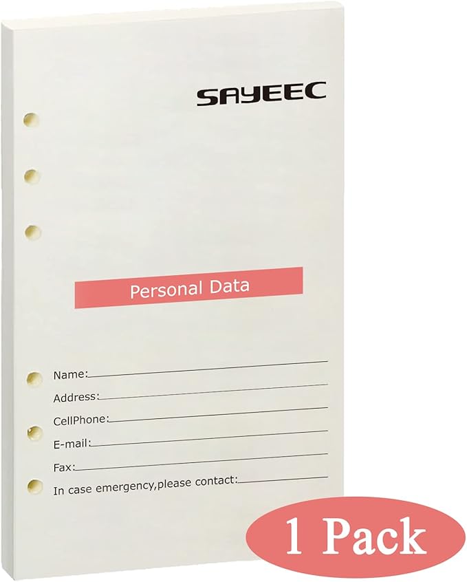 SAYEEC A5 Refill Paper Loose Leaf Lined Paper for A5 Planner Organizer 6 Holes Ring Binder Planner for Journals Notebooks Diaries Inserts, 80 Sheets