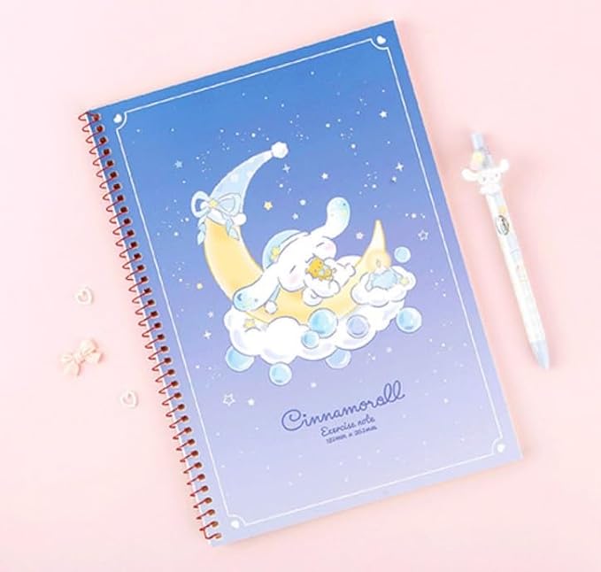 Cute Unruled Blank Spiral Notebook, About 60 Sheets, 7.3 x 10.3 Inches, About 60 Sheets (Blue)