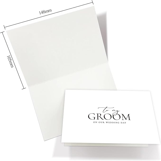 Set of 2 Wedding Cards for Bride and Groom with Matching Envelopes, To My Bride on our Wedding Day Card, To My Groom on our Wedding Day Card.(Groom/Bride A)