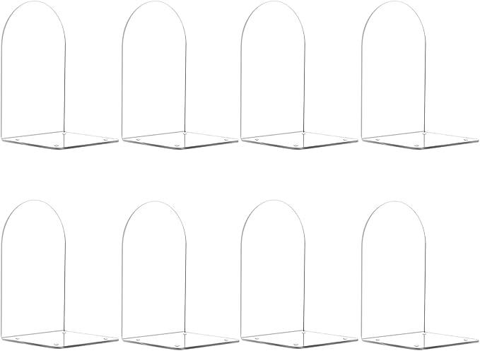Book Ends for Shelves 8pcs Clear Acrylic Bookends for Heavy Books Organizer Book Stopper to Hold Books for Home Office School and Desktop Decoration(Circular Arc)