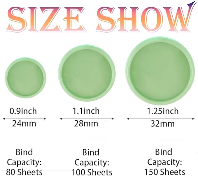 100PCS Discbound Notebook Accessories Expansion Planner Discs Binder Rings Loose-Leaf Plastic Book Binding Disc(Light Green,1.25"(32 mm)