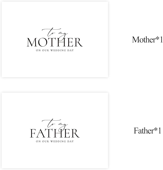 Set of 2 Wedding Day Card for Parents, Parents Of The Bride/Groom Gifts, To My Father On Our Wedding Day, To My Mother On Our Wedding Day.(Father/Mother A)