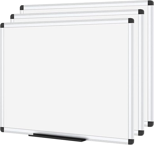 VIZ-PRO Dry Erase Board/Whiteboard, Non-Magnetic, Pack of 3, 24 X 18 Inches, Wall Mounted Board for School Office and Home