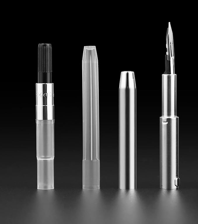 Majohn A2 Press Fountain Pen Extra Fine Nib with Box, Retractable Purple Resin Ink Pen with Converter Writing Set (Black Clip Version)