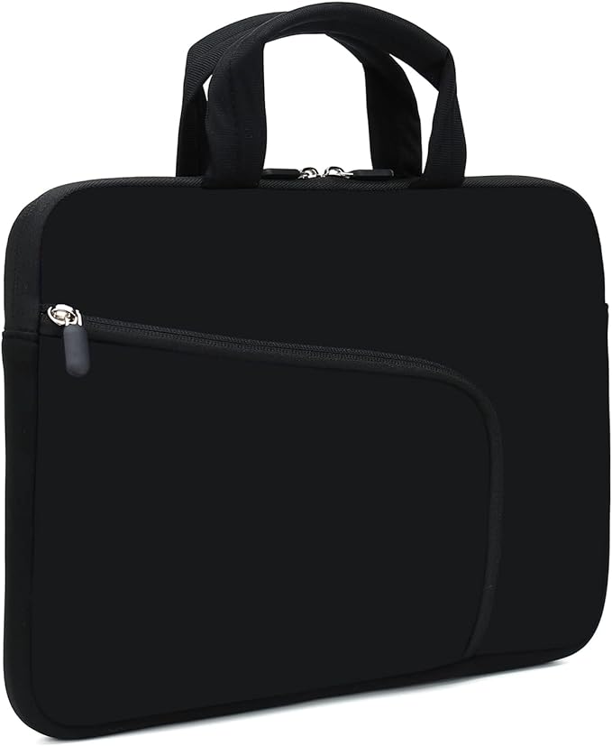 11.6" 12.2 inches Laptop Sleeve Chromebook Case Ultrabook Case Notebook Sleeve Tablet Case Neoprene Handle Sleeve for Men Women, Two Pockets Fit Apple MacBook Air Samsung Acer HP DELL(Black)