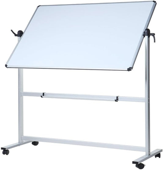 VIZ-PRO Double-Sided Magnetic Mobile Whiteboard, 48 x 36 Inches, Aluminium Frame and Stand