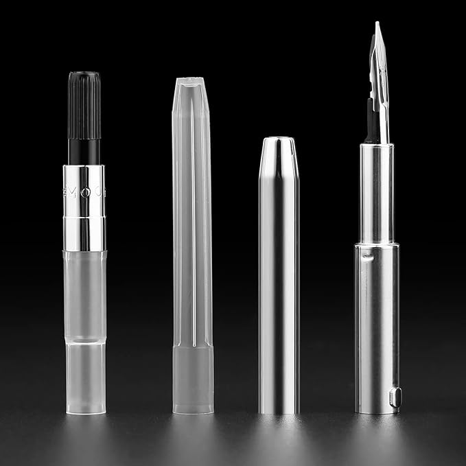 Majohn A2 Press Fountain Pen Extra Fine Nib with Box, Retractable Orange Resin Ink Pen with Converter Writing Set (Black Clip Version)