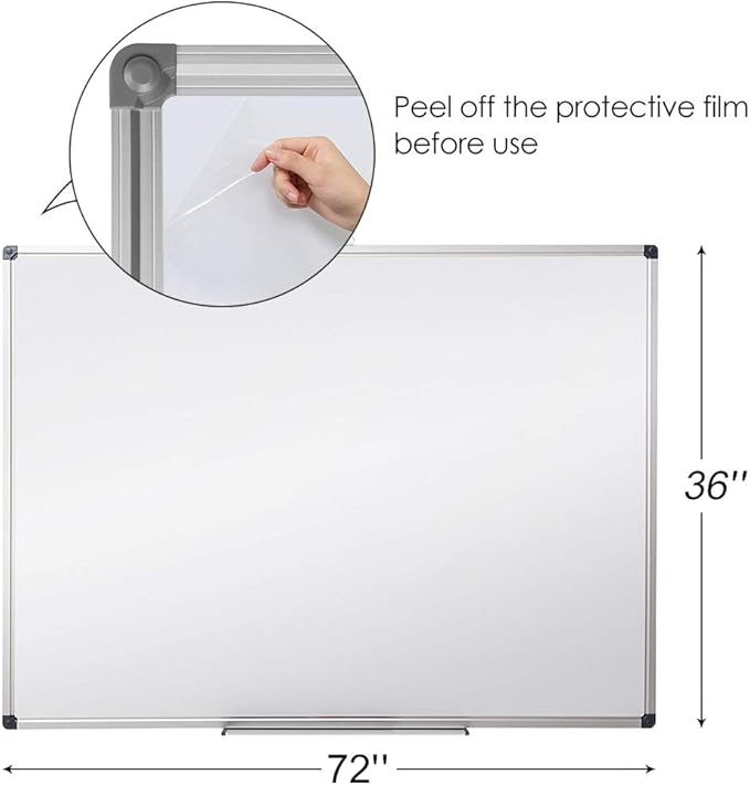 XIWODE Large Magnetic Dry Erase Board,Whiteboard for Wall, 36 x 72 inches, Whiteboard Marker Board Writing Board,Silver Aluminum Frame, Durable,Whiteboard for Home School & Office