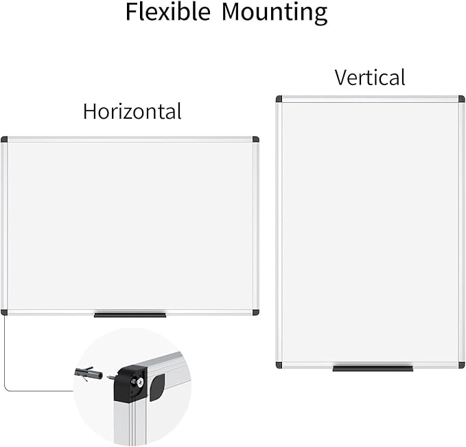 VIZ-PRO Dry Erase Board/Whiteboard, Non-Magnetic, Pack of 2, 36 x 24 Inches, Wall Mounted Board for School Office and Home