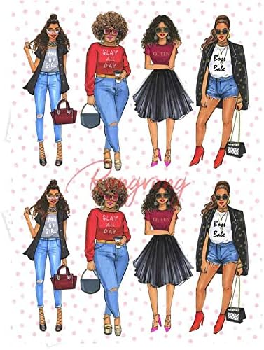 Rongrong Black Girl Magic Planner Stickers Pack for Planners, Calendars, Journals and Projects – Premium Quality Hand Drawn Fierce Fabulous Queens – Scrapbook Accessories - 8 Sheets