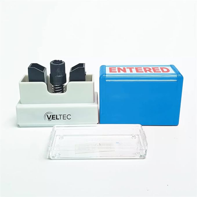 Veltec Premium Pre-Inked Message Stamp, Red Ink (Approved)