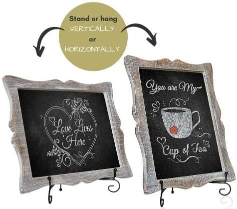 Small Chalkboard Sign with Easel (11x13) + White Liquid Chalk Marker | Hanging or Freestanding Framed Chalkboard with Hand Crafted Sweetheart Frame - Multipurpose | Small Chalkboard Sign