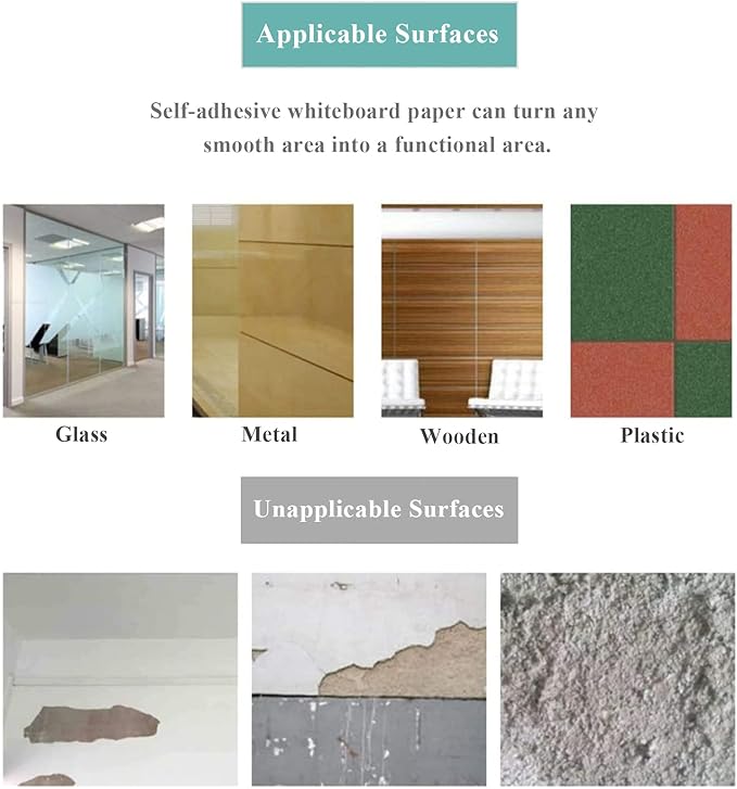 Magnetic Dry Erase Whiteboard Paper, 47" x 60" Self Adhesive Whiteboard for Wall, Easy to Write and Clean Dry Erase Board for Kids, Office, Home, with Marker, Magnetic Eraser and Magnets