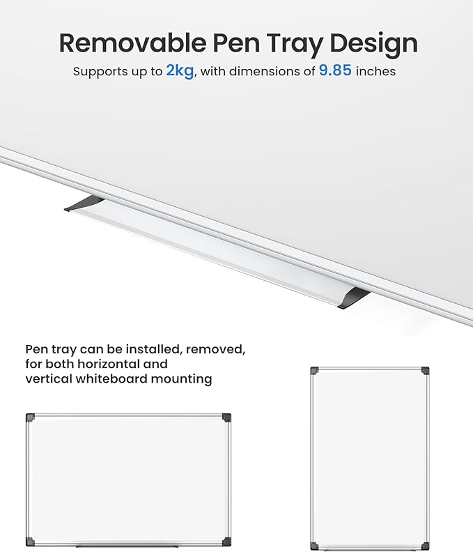 VUSIGN 12PCS Magnetic White Board Kit for Wall 18" x 12", 12 Dry Eraser & 24 Multicolor Markers & 48 Magnetic Pins, Sliver Reinforced Aluminum Frame for Home, School, Office