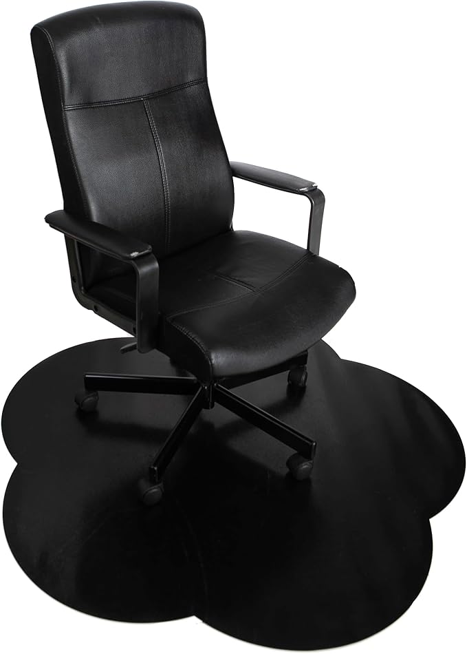 DESKU Flower Power Desk Chair Mat – Heavy-Duty PVC Mats for Carpet Floor Protection, Black, 48 x 49 Inches, Made in The USA