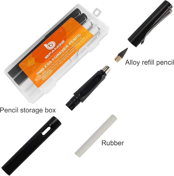 Infinity Forever Pencil - 0.7mm Infinite Everlasting Metal Inkless Pencils Set with Eraser , No Need Sharpened, Replace Mechanical Pen for Sketch , Drawing and Writing(With 8Pcs Nibs and Pen Case)