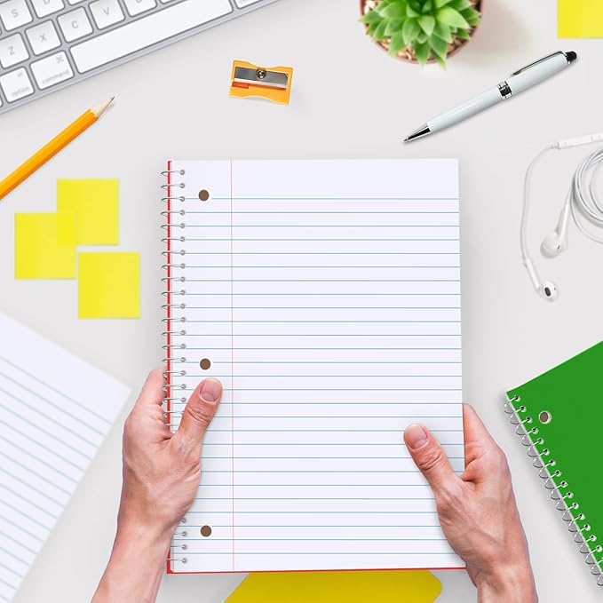 Spiral Notebooks, 12 Pack, 1 Subject Notebook, Wide Ruled, 70 Sheets, 8 x 10-1/2", 3 Hole Punched, School Supplies, Bulk Single Subject Spiral Notebook Bulk, Assorted Colors Pack of Notebooks