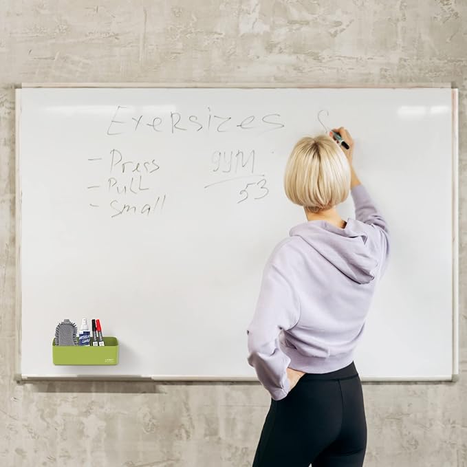 loukin Magnetic and Adhesive Marker Holder, Dry Erase Accessory Tray, Magnetic Storage Organizer for Whiteboard, Glass or Refrigerators (Green)