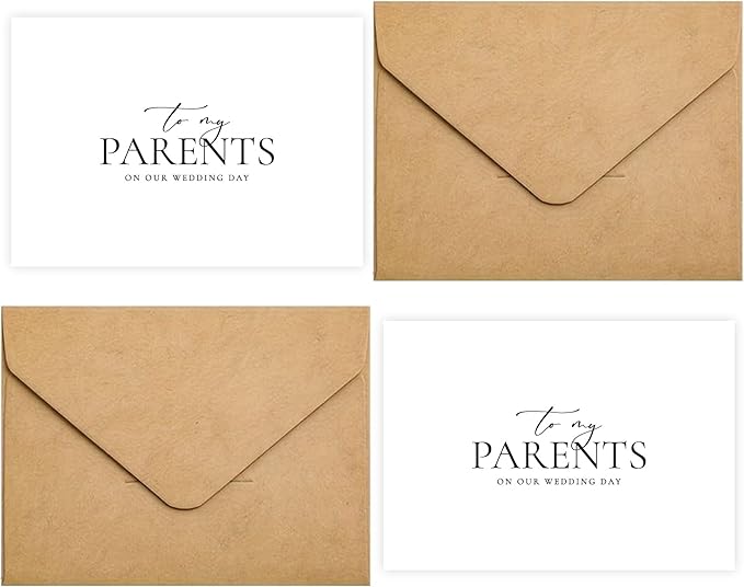 Set of 2 Wedding Day Card for Parents, Parents Of The Bride/Groom Gifts, To My Parents On Our Wedding Day.(Parents A)