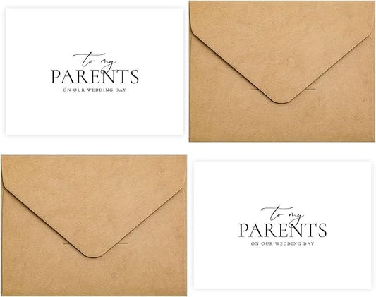 Set of 2 Wedding Day Card for Parents, Parents Of The Bride/Groom Gifts, To My Parents On Our Wedding Day.(Parents A)