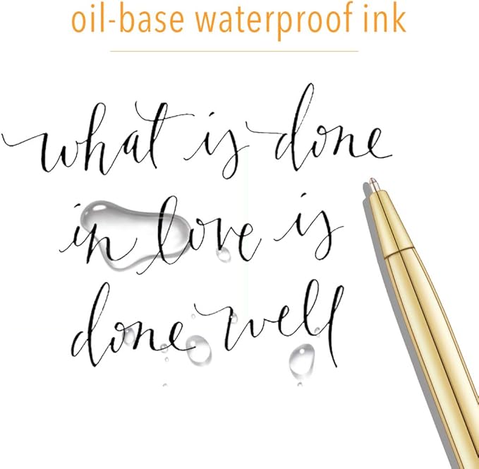 Unibene 6 Pack Slim Gold Ballpoint Pens Black Ink 1 mm - Black ink, Nice Gift for Business Office Students Teachers Wedding Christmas