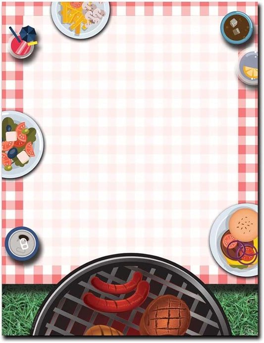 Summertime Backyard BBQ Letterhead Laser & Inkjet Printer Paper, 100 pack