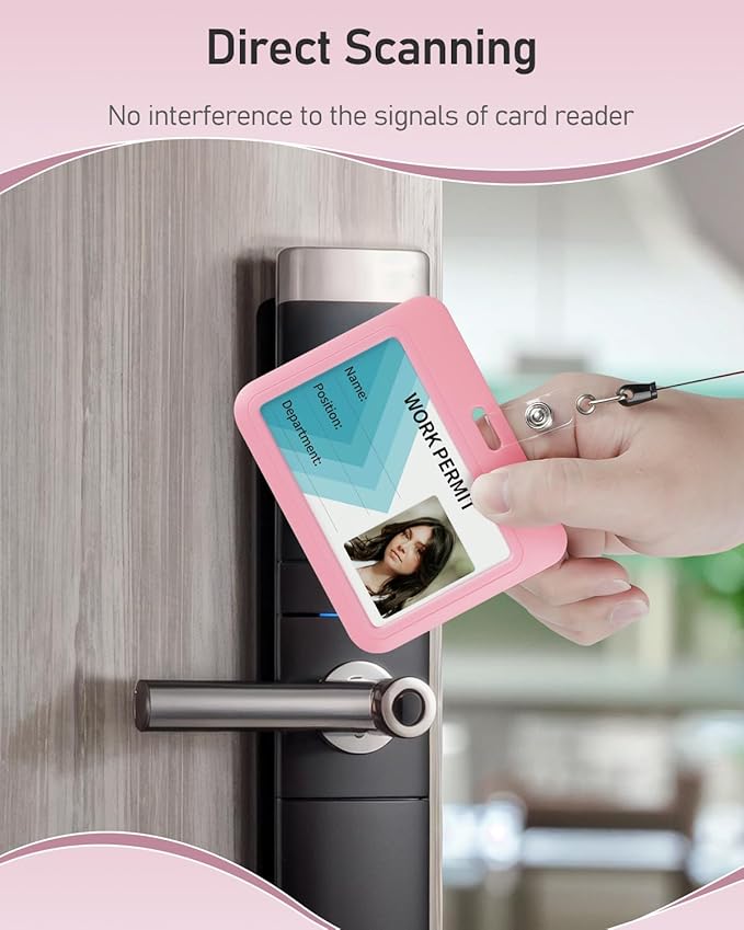 Uniclife 3 Pack Sliding ID Badge Holder Pink Horizontal Hard Plastic Case with Clear Window Card Protector Pouch for Office School ID Credit Cards Proximity Key Cards Driver’s Licenses and Passes