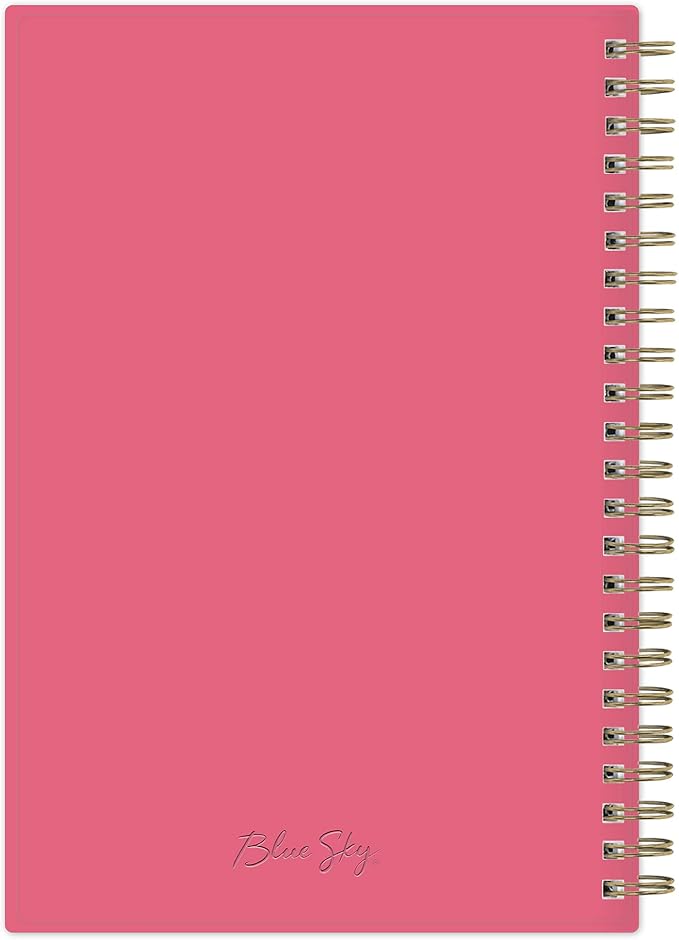 Blue Sky July 2023- June 2024 Academic Year Weekly and Monthly Planner, 5" x 8", Frosted Flexible Cover, Wirebound, Roosevelt Pink (144704)