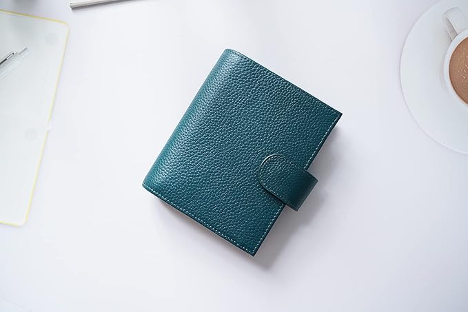 Moterm Pocket Regular Rings Planner - Genuine Leather Binder Organizer (Pebbled-Deep Teal, 19mm Ring)