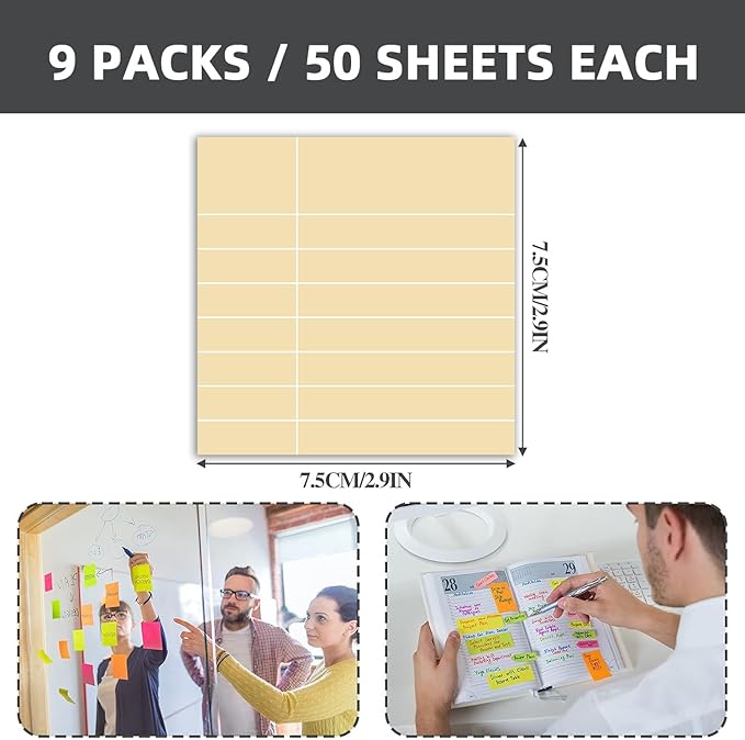 Post it Notes 3x3 Cute and Aesthetic Sticky Notes Planner Notepad - 450 Sheets - Desk Accessories for School, Office, and Home - Ideal Gifts for Teachers, Women, and Coworkers (Minimalist)