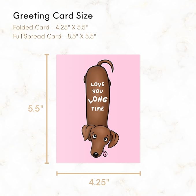 ALY LOU Anniversary Card for Her Him/Girlfriend Wife/Husband Boyfriend, Friendship Thank You Birthday Kawaii Greeting Card (Love you long time - dog)