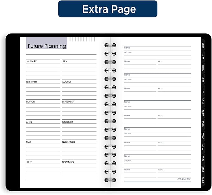 AT-A-GLANCE 2024 Weekly Planner, DayMinder, Hourly Appointment Book, 3-1/2 x 6", Pocket Size, Tabbed Telephone/Address Pages, Texture Cover, Black (G2500024)