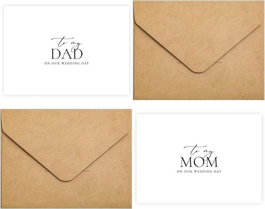 Set of 2 Wedding Day Card for Parents, To My Dad and Mom On Our Wedding Day, Parents Of The Bride/Groom Gifts.(Dad/Mom A)