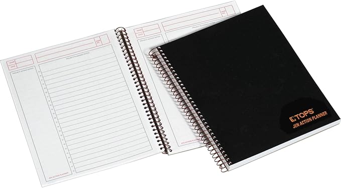 TOPS Products Aion Planner, Side Wirebound, 8-1/2"x6-3/4", 100 Sheets, Black (TOP63828),White