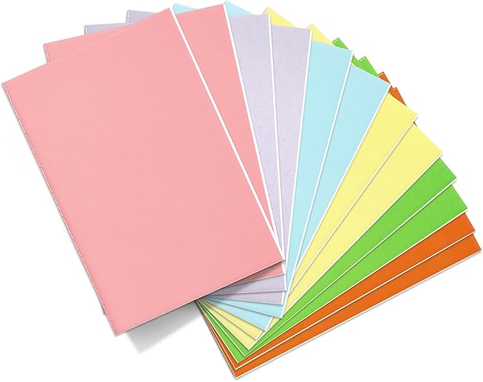 12 Pack Blank Books for Kids - 5.5"x 8.3", 60 Pages - Small Journals Bulk, Girls Notebooks for Drawing & Writing, Sketchbooks w/Colorful Soft Cover, Unlined Paper, A5 Travel Size