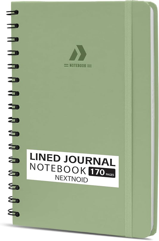 Lined Spiral Notebook Journal For Women & Men - A5(5.8" x 8.3") 170 Pages, Hardcover Journals for Writing & Note Taking, College Ruled Notebook for Work - Green