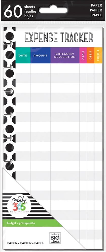 me & my BIG ideas Expense Tracker Sheets - The Happy Planner Scrapbooking Supplies - 60 Pre-Punched Double-Sided Sheets For Your Planner - Budget, List Your Bills & Purchases - Classic Size