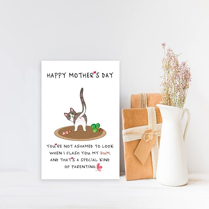 OJsensai Best Cat Mom Mothers Day Card, Naughty Cat Mom Gifts for Women, Happy Mothers Day Card from Cat, the Girl Who Loves The Cats