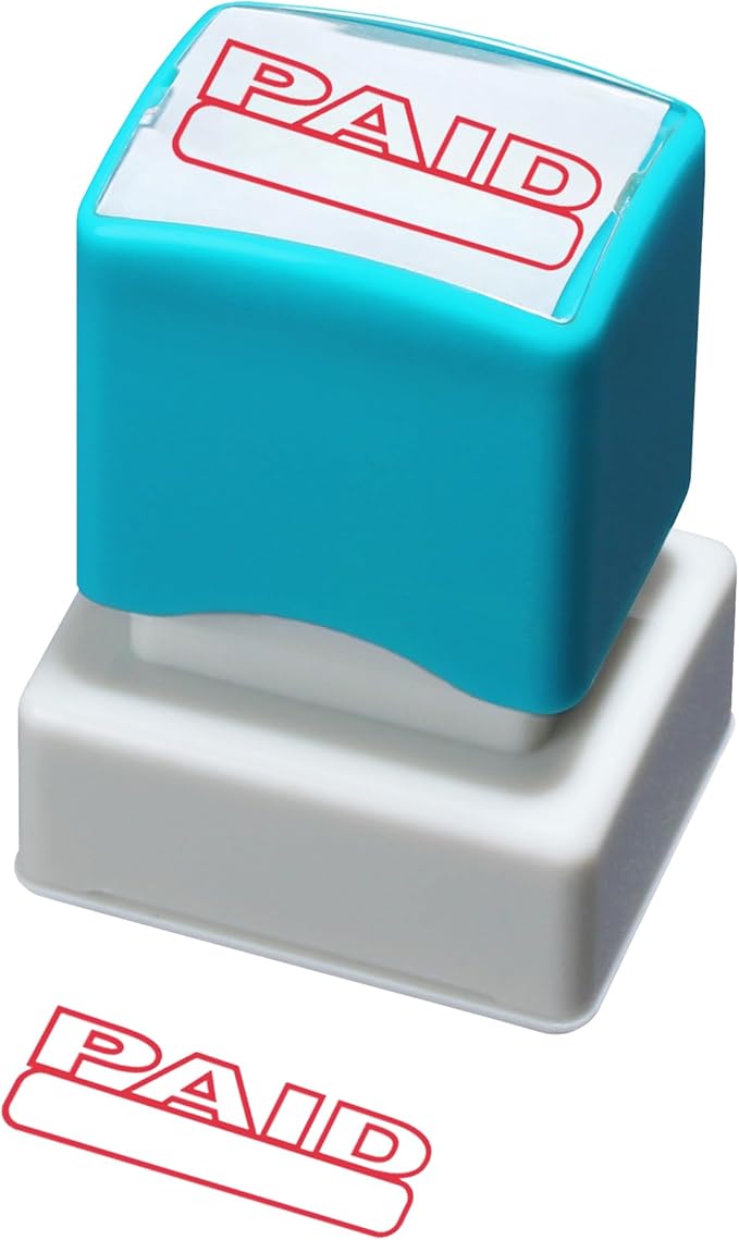 WAFJAMF Paid Stamp–Self Inking Rubber Stamp Office Stamp Message Stamp Red Ink-Medium